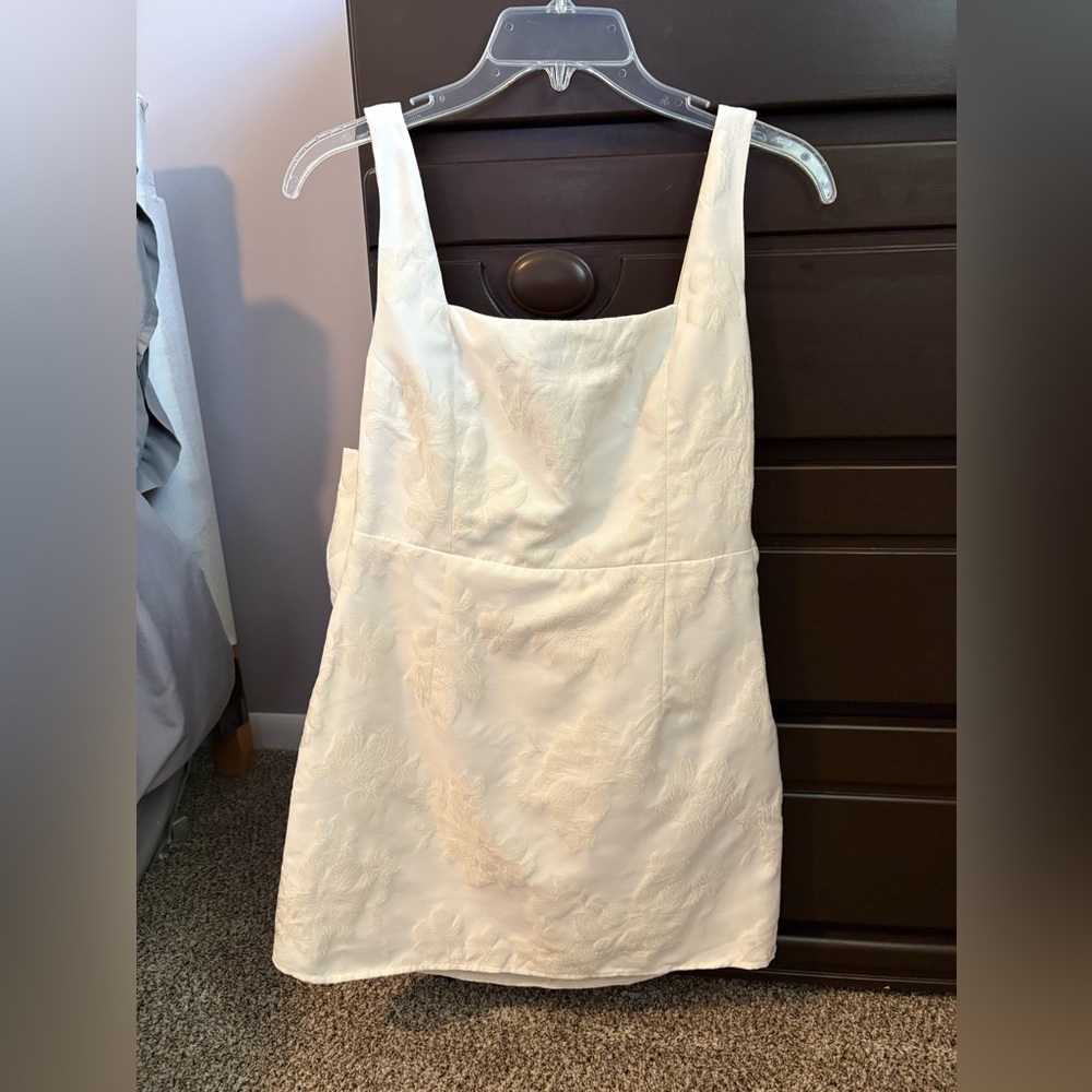 Lulu's Cream Floral Jacquard Mini Dress